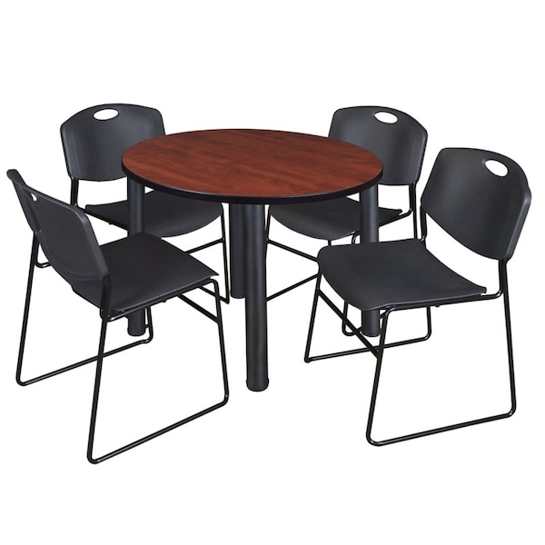Regency Kee Round Table & Chair Set, Wood, Metal, Polypropylene Top TB36RNDCHBPBK44BK - main